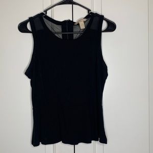 Black, mesh back, peplum blouse